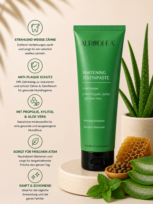Whitening-Zahnpasta mit Aloe Vera 
Angereichert mit Propolis & Xylitol #AL08B