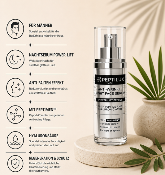 PEPTILUX MEN – ANTI-FALTEN NACHTSERUM „POWER-LIFT&QUOT;-EFFEKT MIT PEPTIMEN™  #LUX009