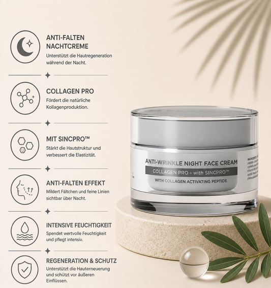 PEPTILUX – ANTI-FALTEN-NACHTCREME „COLLAGEN PRO' MIT SINCPRO™  #LUX003