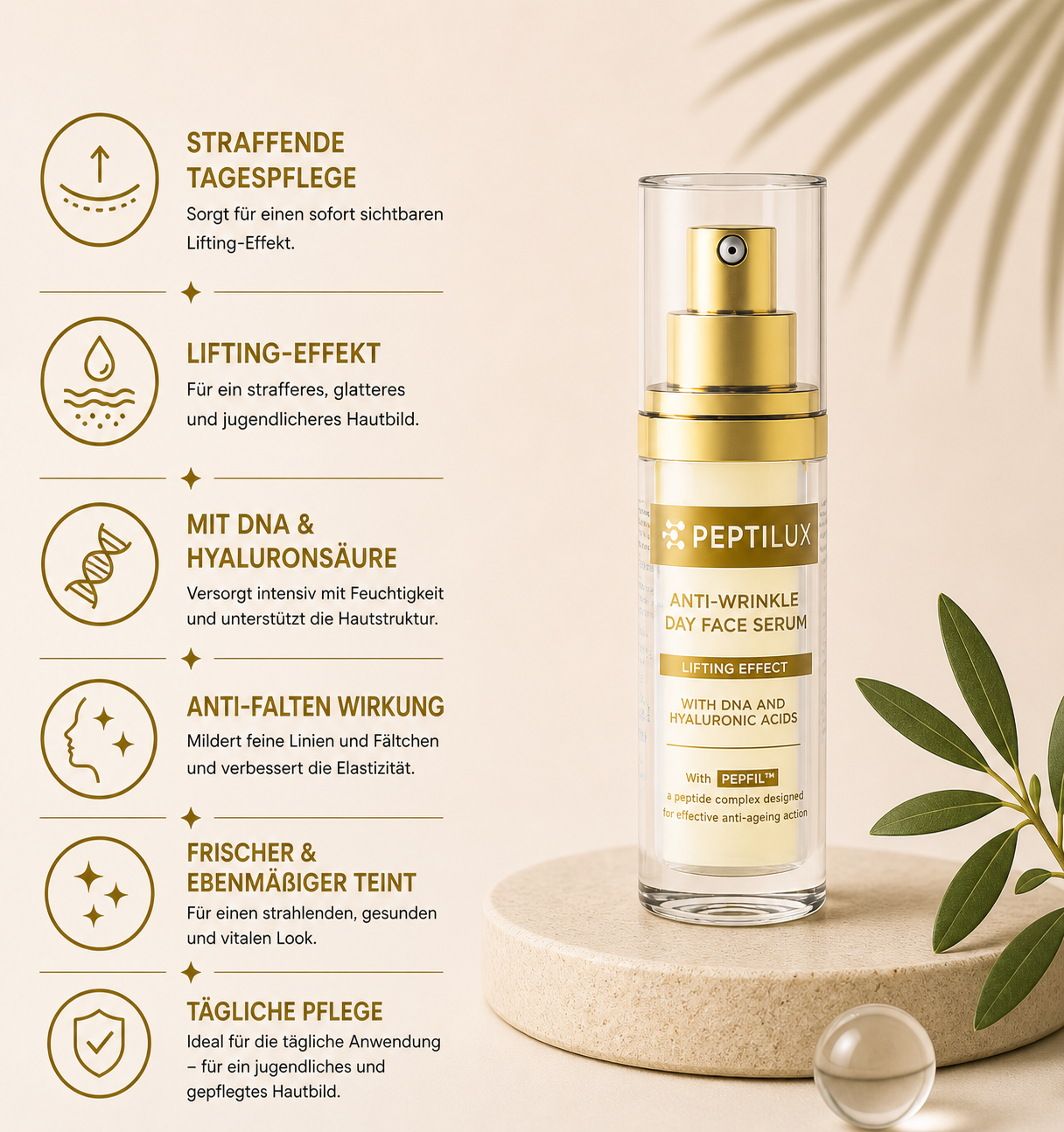 PEPTILUX – ANTI-FALTEN-TAGESSERUM „LIFTING-EFFEKT' MIT PEPFIL™  #LUX004