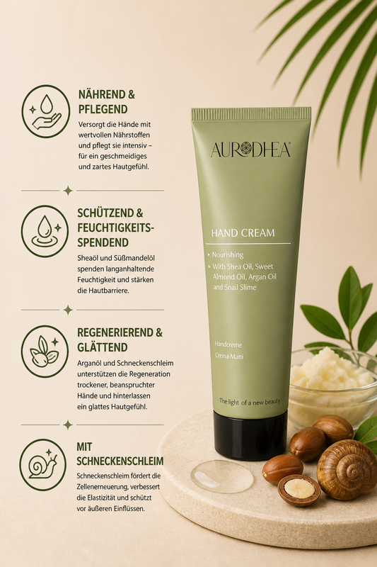 Handcreme mit Schneckenschleim 
Angereichert mit Sheaöl, Süßmandelöl & Arganöl #CR32B #CU26B