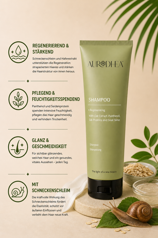 Shampoo mit Schneckenschleim 
Angereichert mit Haferextrakt, Panthenol & Seidenprotein #BV09B