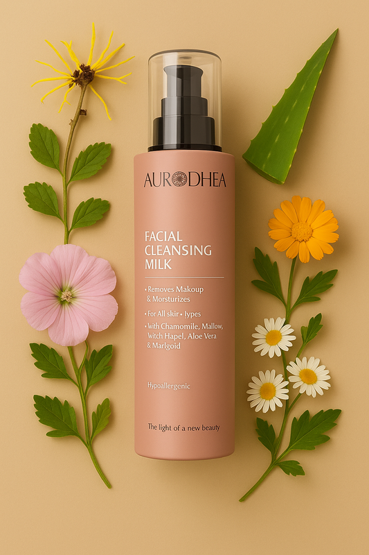 Reinigungsmilch 
Angereichert mit Aloe Vera, Ringelblume, Malve, Hamamelis & Kamille #CR13B