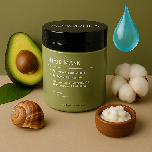 Haarmaske mit Schneckenschleim 
Angereichert mit Baumwollöl, Avocadoöl & Sheabutter #BV05B