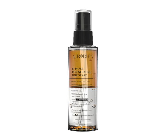 Regenerierendes 2-Phasen-Sonnenspray für Haare mit Hyaluronsäure & Vitamin E 
Mit dem patentierten Komplex GLOSSY DEEP™ #SOL27